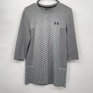 Under Armour HeatGear‎ Seamless Shirt Men's Small Fitted 3/4 Sleeves Logo